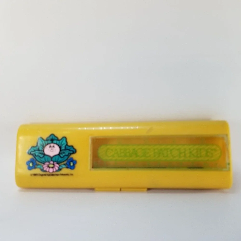 CABBAGE PATCH KIDS Pencil Box Kids OS Yellow Fair Vintage 1983 Ruler